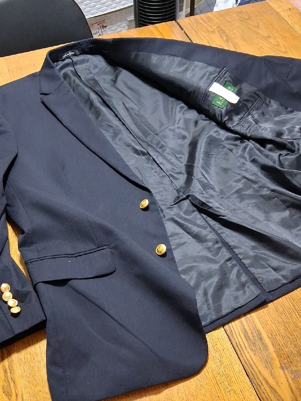 LAUREN RALPH LAUREN Mens BLAZER  42 BLACK Used 2 GOLD BUTTONS Coat - Picture 6 of 7